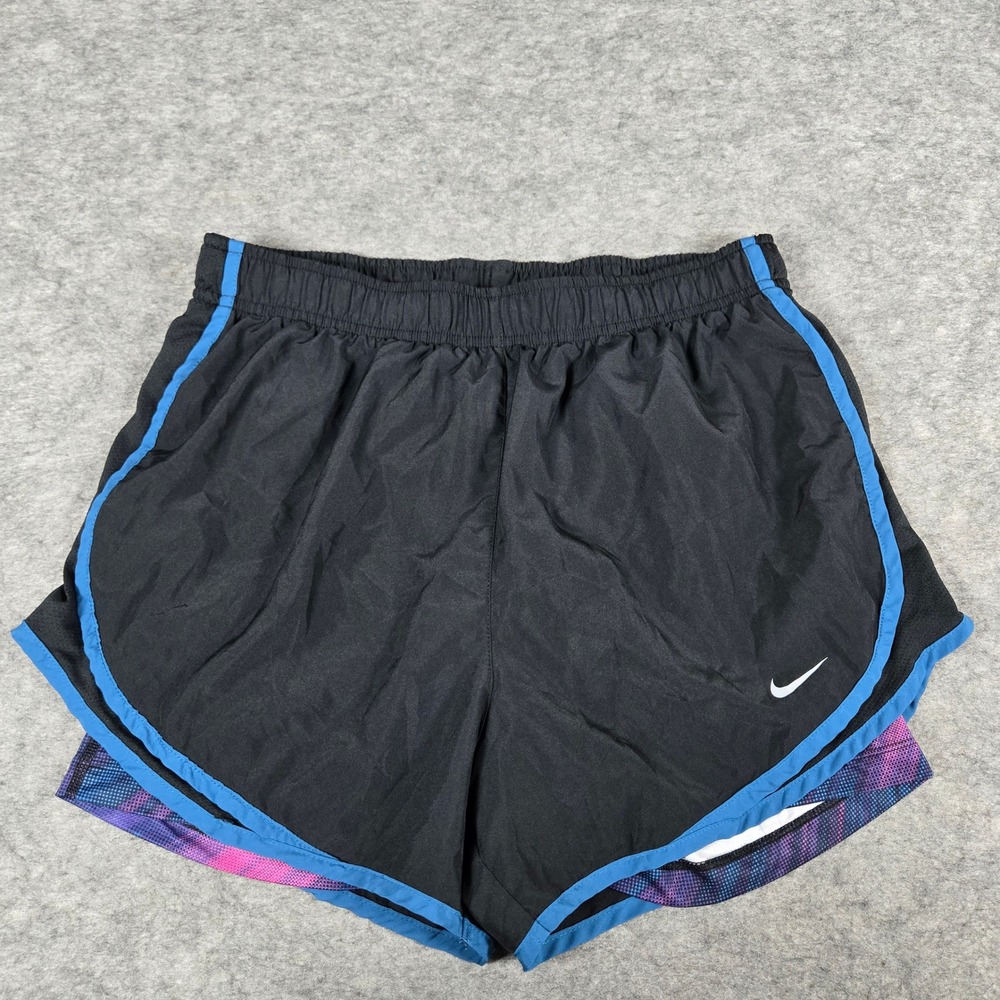 Nike Womens Black Blue Dri-FIT Tempo Athletic Running Shorts Medium